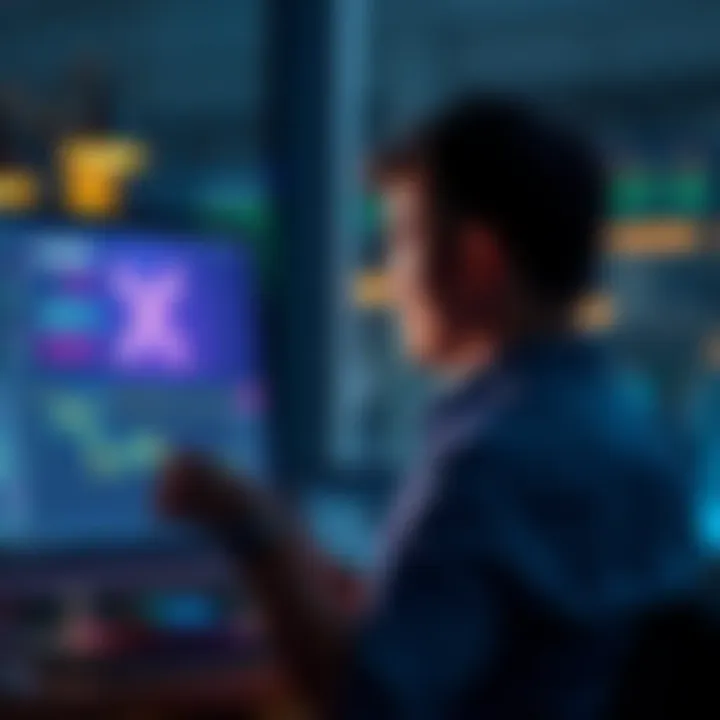 Individual looking at financial documents with XRP logo on a screen