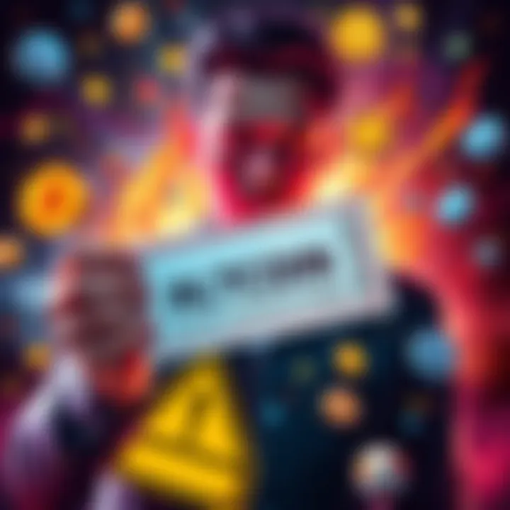 A person holding a lottery ticket, surrounded by symbols of various altcoins and a caution sign, representing the risk of investing in altcoins in 2025.