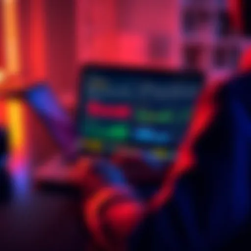 Person analyzing cryptocurrency investments on a laptop with charts and graphs