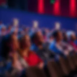 A diverse group of people sitting in a theater engaged in a live performance, some looking excited and others in deep thought.