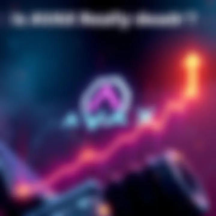 A graphic showing the AVAX cryptocurrency logo with a rising graph, symbolizing potential growth and future value, aiming for $50.