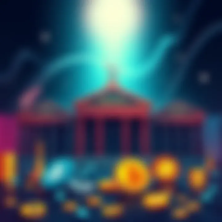 Illustration showing banks with cryptocurrency symbols, highlighting risks in digital asset custody