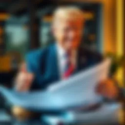 Barron Trump reviewing financial documents and smiling, showcasing his business success