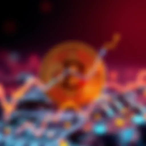 Bitcoin symbol with rising graph showing impressive increase