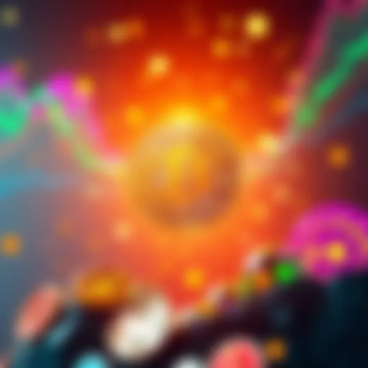 Bitcoin reaching new heights with colorful altcoins surrounding it, representing the excitement of altseason