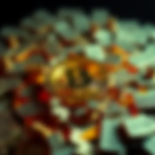 Graphic showing Bitcoin symbol surrounded by dollar signs, representing its potential value increase.