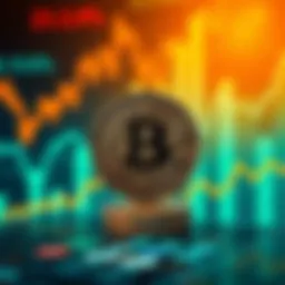 A Bitcoin symbol in the foreground with various financial charts showing upward trends in the background, symbolizing its rise in value and challenge to traditional systems.