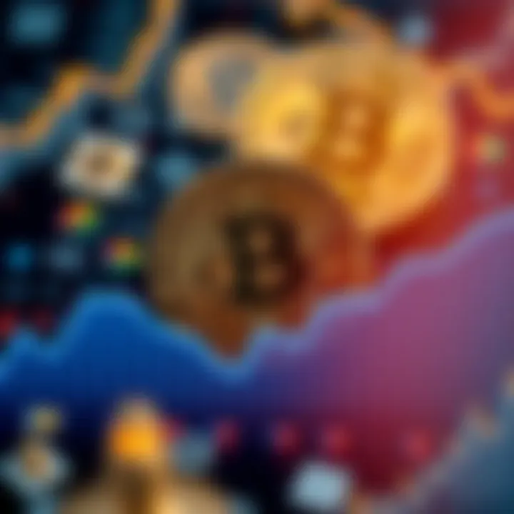 Graph showing Bitcoin's price rise from $500 to over $100,000 with a background of a digital currency theme