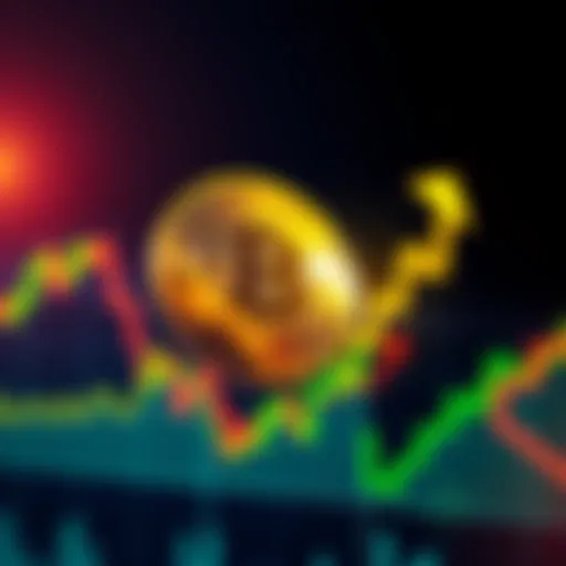 Graph showing Bitcoin price increase with an upward trend and a bull symbol