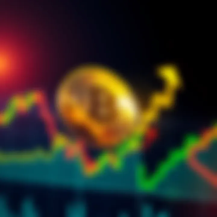 Graph showing Bitcoin price increase with an upward trend and a bull symbol