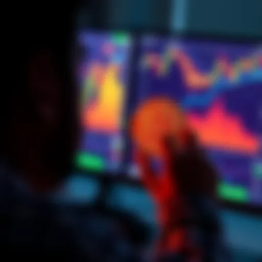 A person looking at a computer screen with Bitcoin charts during a market dip, showcasing interest in digital currency.