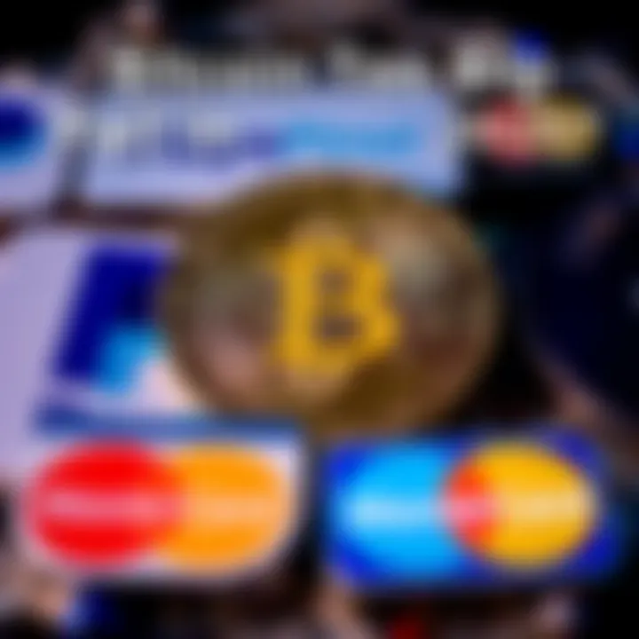 Logos of Bitcoin, PayPal, and Mastercard showing their involvement in cryptocurrency
