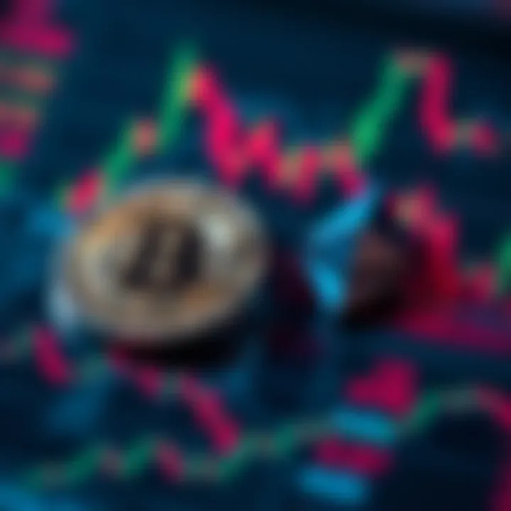 A digital representation of Bitcoin and Ethereum price charts showing Bitcoin's decline and Ethereum's potential rise.