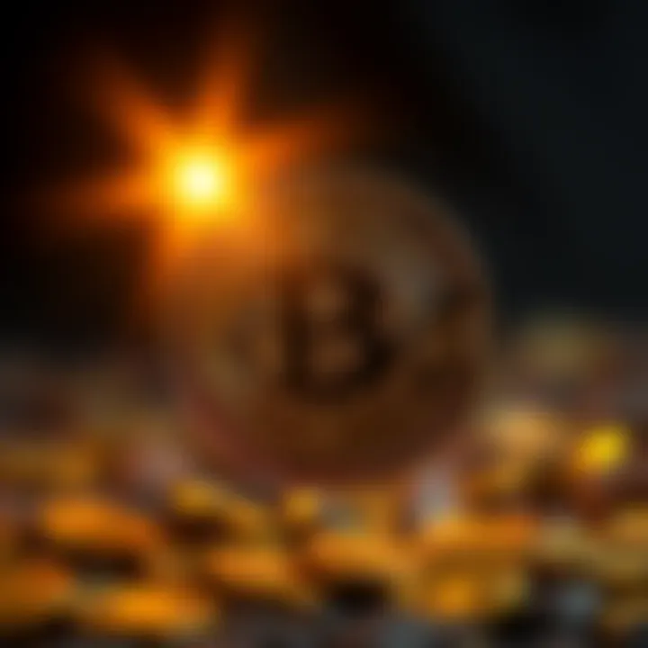 A glowing Bitcoin symbol with a halo, symbolizing the faith of its followers.