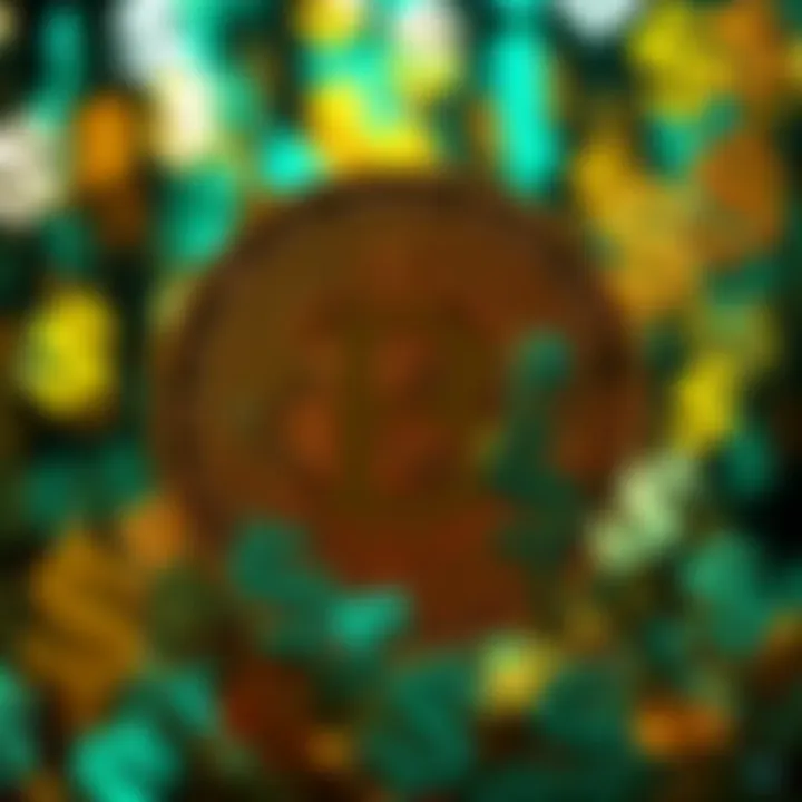 A large Bitcoin symbol surrounded by falling US dollar signs, representing a financial crisis.