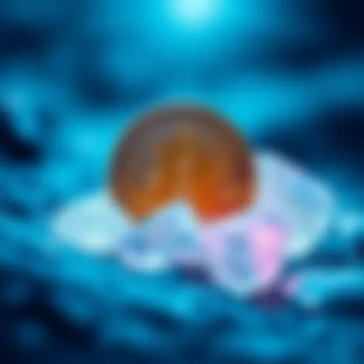 A visual representation of Bitcoin in ice, symbolizing the proposal to freeze Bitcoin for protection against quantum attacks.
