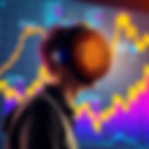 A person contemplating whether to sell or hold Bitcoin in front of a digital graph showing upward trends.