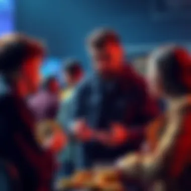 A group of friends debating the value of Bitcoin investments, with one person highlighting the benefits for wealthy individuals over ordinary investors.
