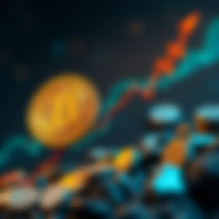 A rising Bitcoin graph with a gold coin symbolizing investment growth