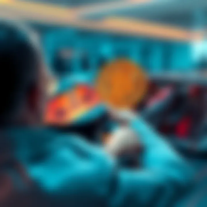 A person checking a Bitcoin portfolio while looking at a luxury car in the background.