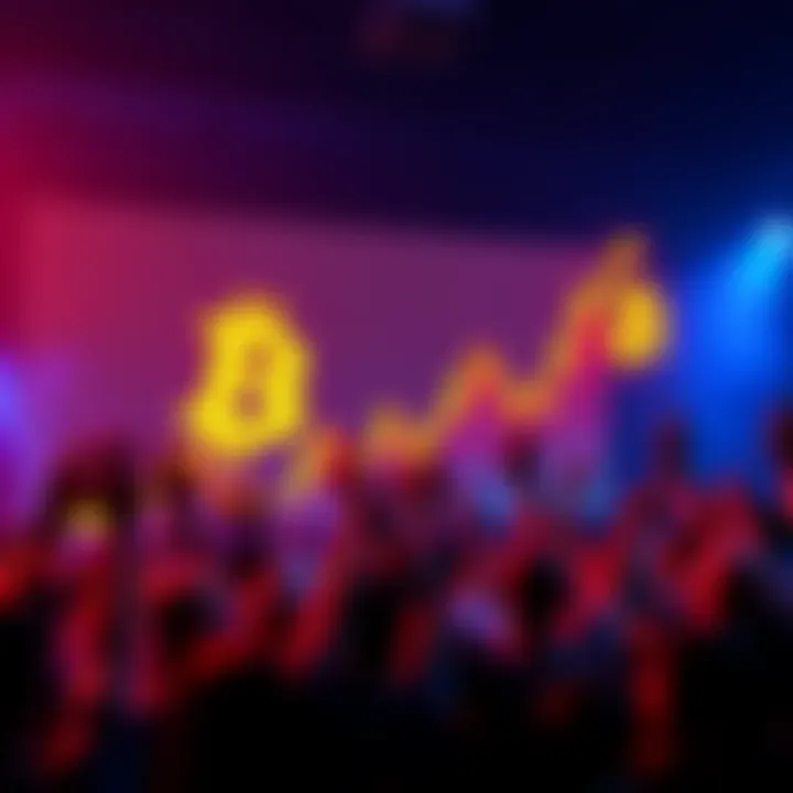 A graphic showing Bitcoin's price chart soaring to a new all-time high, with enthusiastic people celebrating in the background.