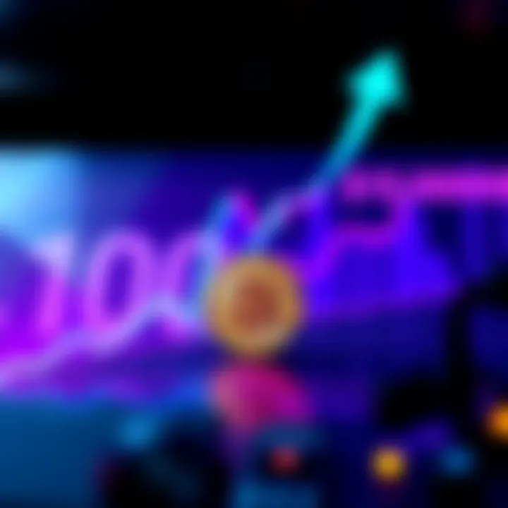 A graphic showing Bitcoin's price trend with an upward arrow and a $100,000 mark in the background.