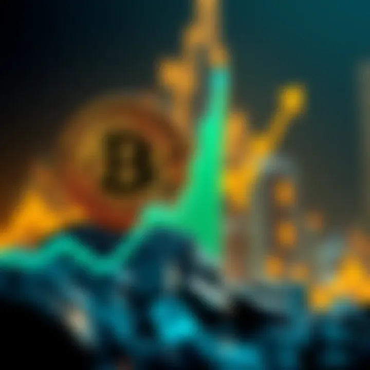 A visual representation of Bitcoin with a rising graph, symbolizing Bitcoin's potential to reach $1 million by 2030, with Brian Armstrong in the background discussing cryptocurrency.