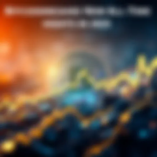 A graphic showing a Bitcoin symbol with a rising graph indicating price increase, symbolizing the recent all-time highs in 2025.