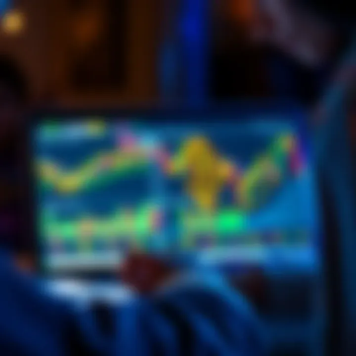 A person looking at Bitcoin charts on a laptop, showing fluctuating prices and signs of uncertainty in the market.