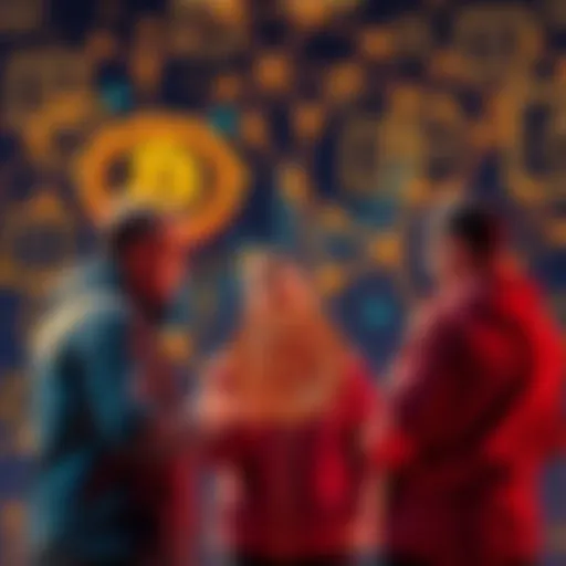 Developers discussing a secure Bitcoin upgrade with quantum computing symbols in the background.