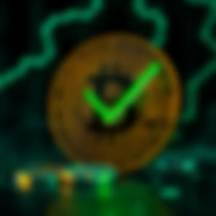 Bitcoin logo surrounded by a green checkmark symbolizing reliability and uptime