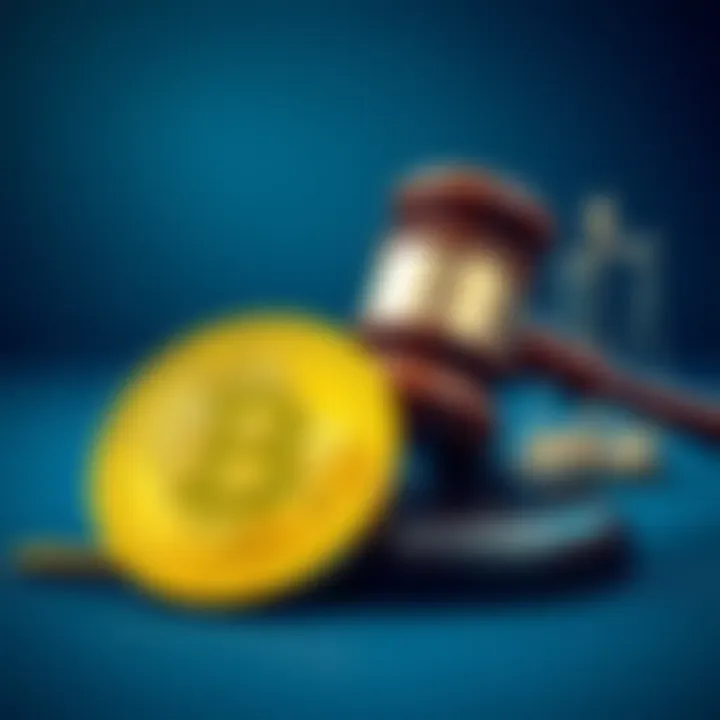 A gavel and a Bitcoin symbol representing a legal ruling on cryptocurrency in the UK