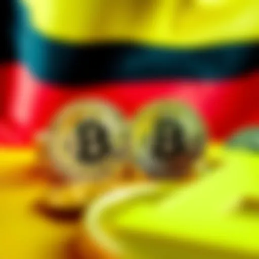 A graphic showing Bitcoin coins with a background of the German flag, highlighting the shift in Bitcoin ownership.