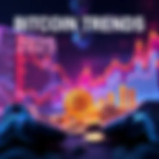 Illustration showing Bitcoin growth and market analysis for 2025 with rising graphs and coins