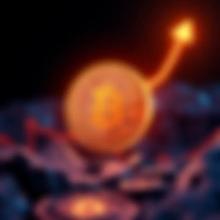 An illustration showing Bitcoin symbol with an upward trend line, indicating a value increase to $105,000, amid the expiration of options contracts.