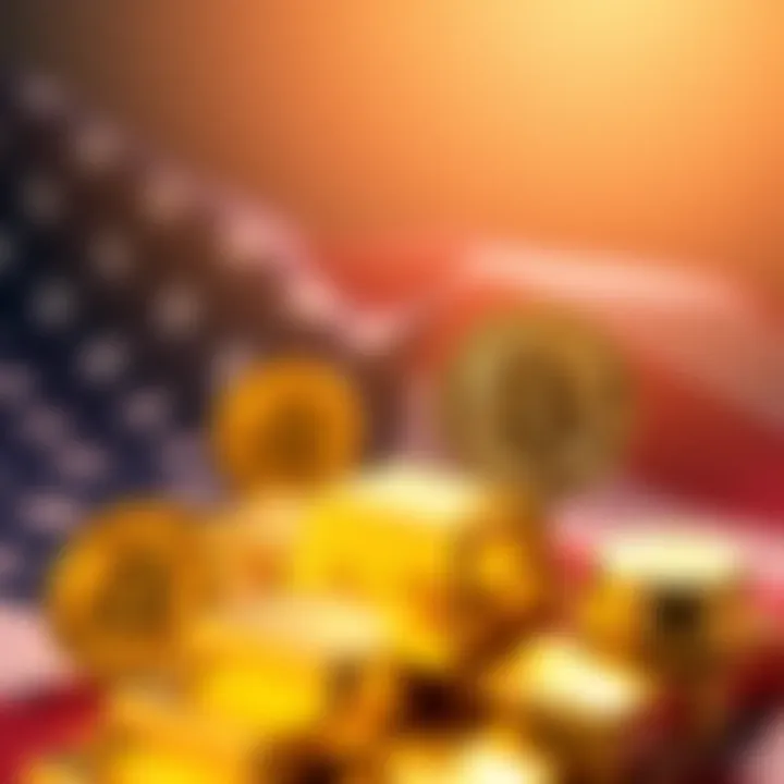A comparison of Bitcoin and gold ownership among Americans, showing more Bitcoin icons than gold bars, representing a change in investment choice.