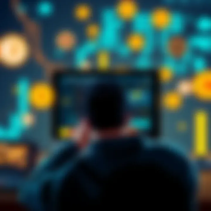 A frustrated person looking at a computer screen showing delays in a withdrawal request from BitGo, with symbols of money and clocks around them