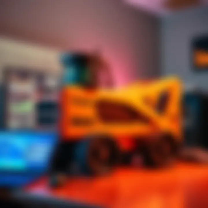 Bobcat 300 miner on a desk with gigabit internet connection, showcasing enhanced performance indicators on screen