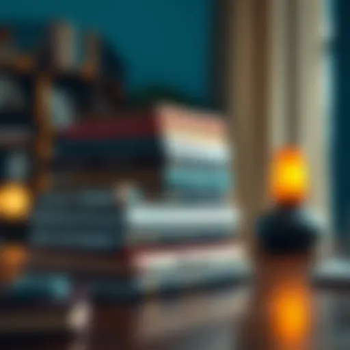 A stack of books with titles about Bitcoin and cryptocurrency on a wooden table