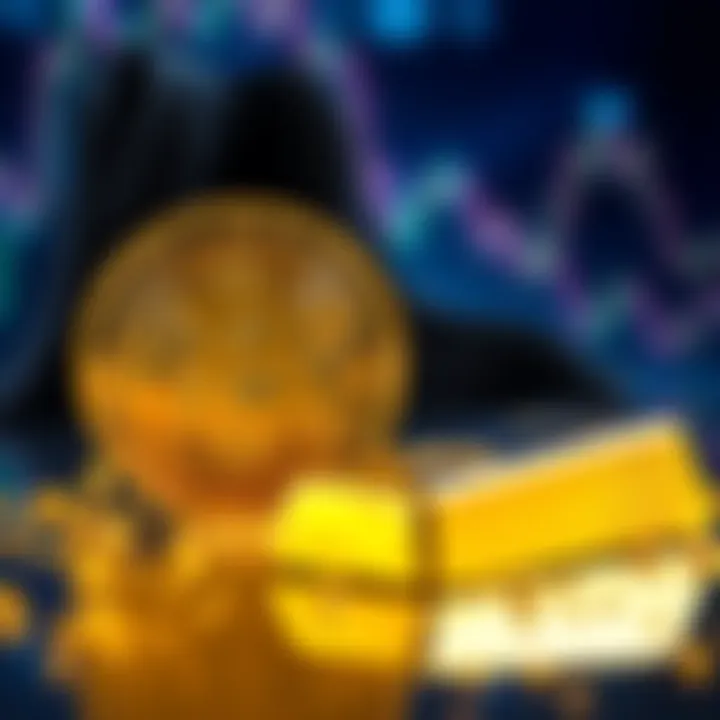 A visual comparison of Bitcoin and gold, showcasing a Bitcoin symbol alongside a gold bar to represent investment choices.