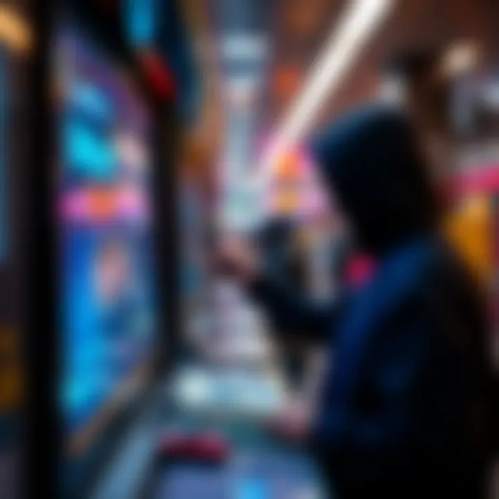 A person exchanging Bitcoin for cash anonymously at a kiosk