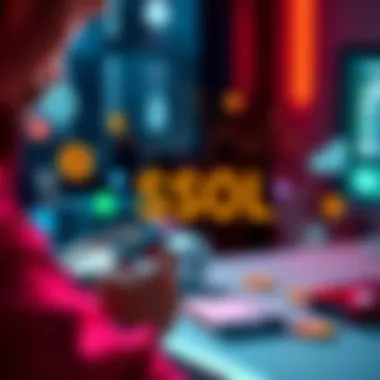 A person uses their phone to transfer cryptocurrency earnings to a bank account or Revolut, surrounded by financial icons