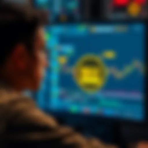 A trader looking worriedly at a computer screen displaying a Binance interface with the max button highlighted, symbolizing the risks involved in crypto trading.