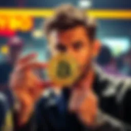 A famous celebrity showing a cryptocurrency coin with a puzzled expression, symbolizing the need for transparency in crypto launches.