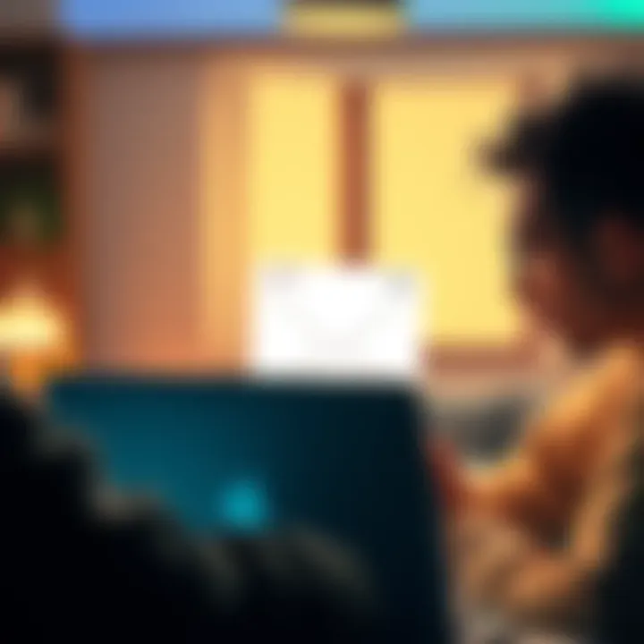 A person looking at a suspicious email about a Celsius claim on their laptop, showing confusion and concern.