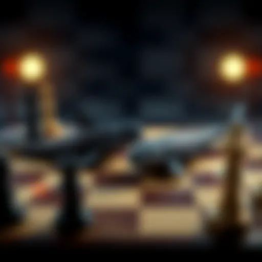 A checkers board with whales playing against chess pieces, symbolizing strategy and patience in games and finance.