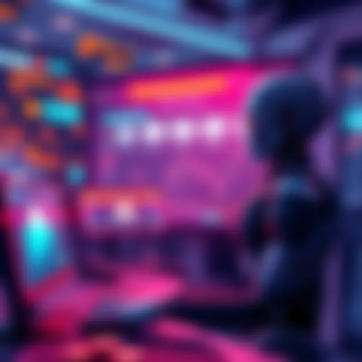 A digital illustration showing a computer screen displaying rapid coin transactions being processed by a bot