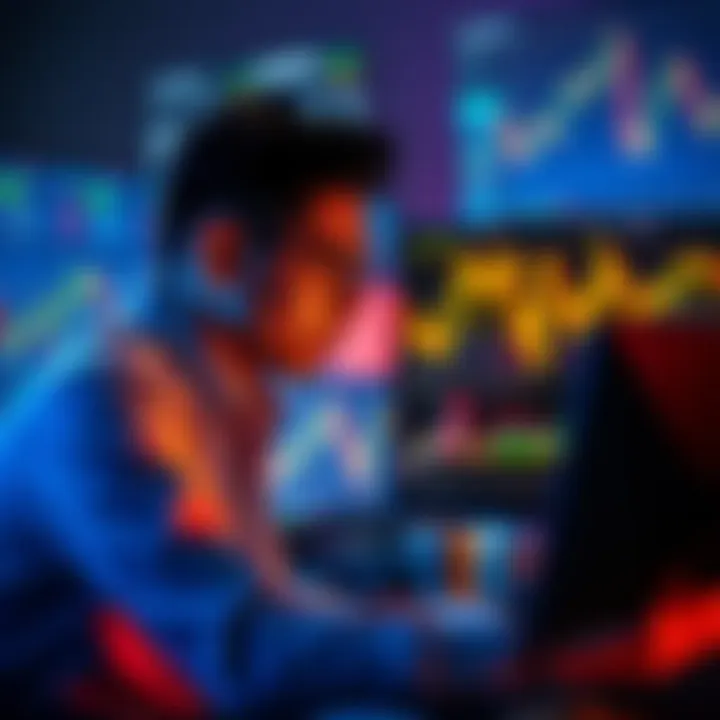 Coin Trading Strategies A person analyzing charts and coins on a computer screen, indicating safe trading techniques.