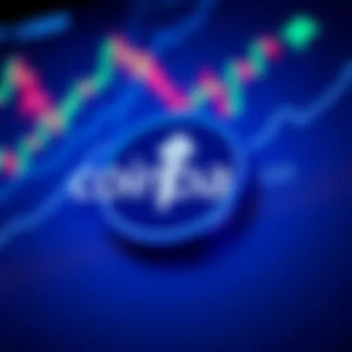 Coinbase logo with a background of a financial chart indicating growth, symbolizing its inclusion in the S&P 500 index