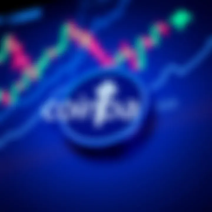 Coinbase logo with a background of a financial chart indicating growth, symbolizing its inclusion in the S&P 500 index